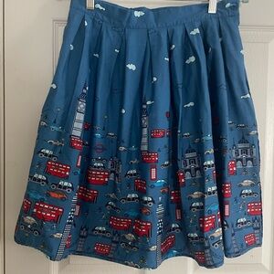 Grace‎ Karin Blue Cityscape A-Line Skirt
